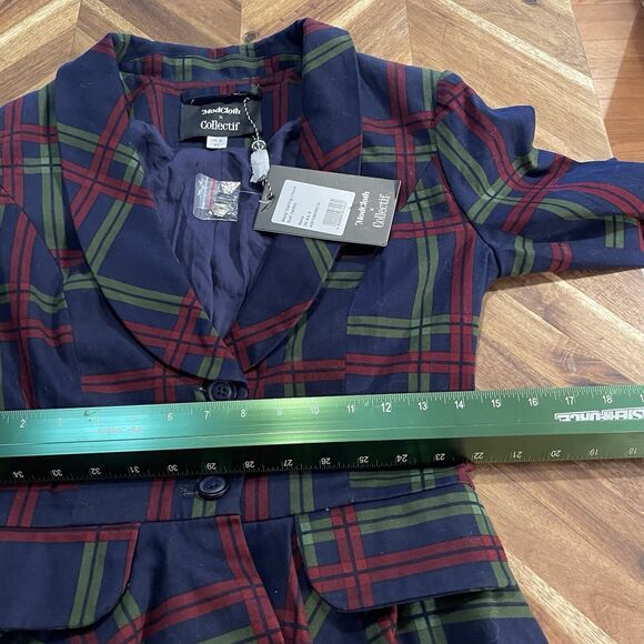 Modcloth X Collectif Blazer Meryl Darling Check Suit Jacket Cotton Blend XS New - Picture 12 of 15